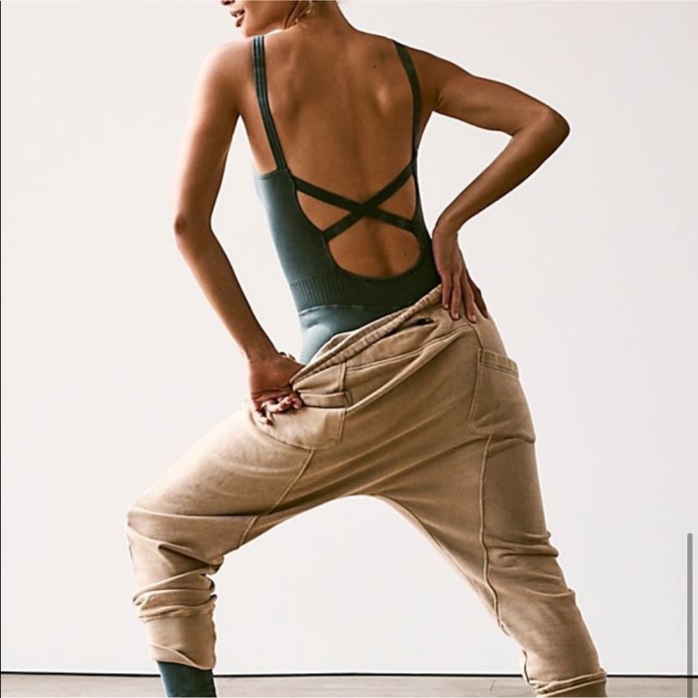 Free People Movement Good Karma Onesie Jumpsuit Shark Blue Green - Picture 7 of 9